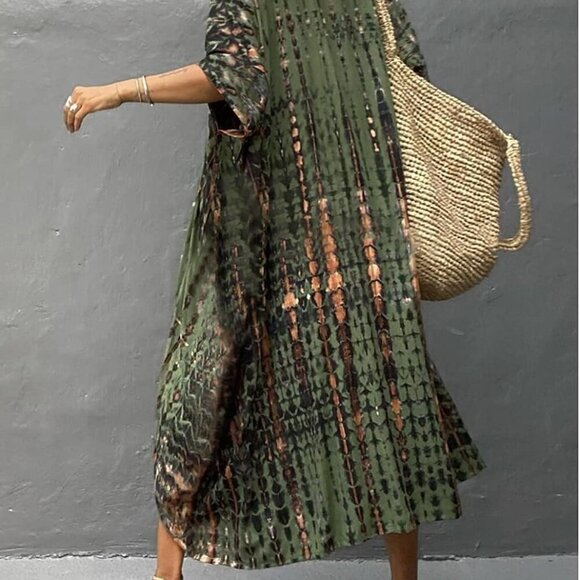 Stylish Tie Dye Open Front Long Kimono Swimsuit Cover Up for Women Swimwear Cove - Picture 5 of 5